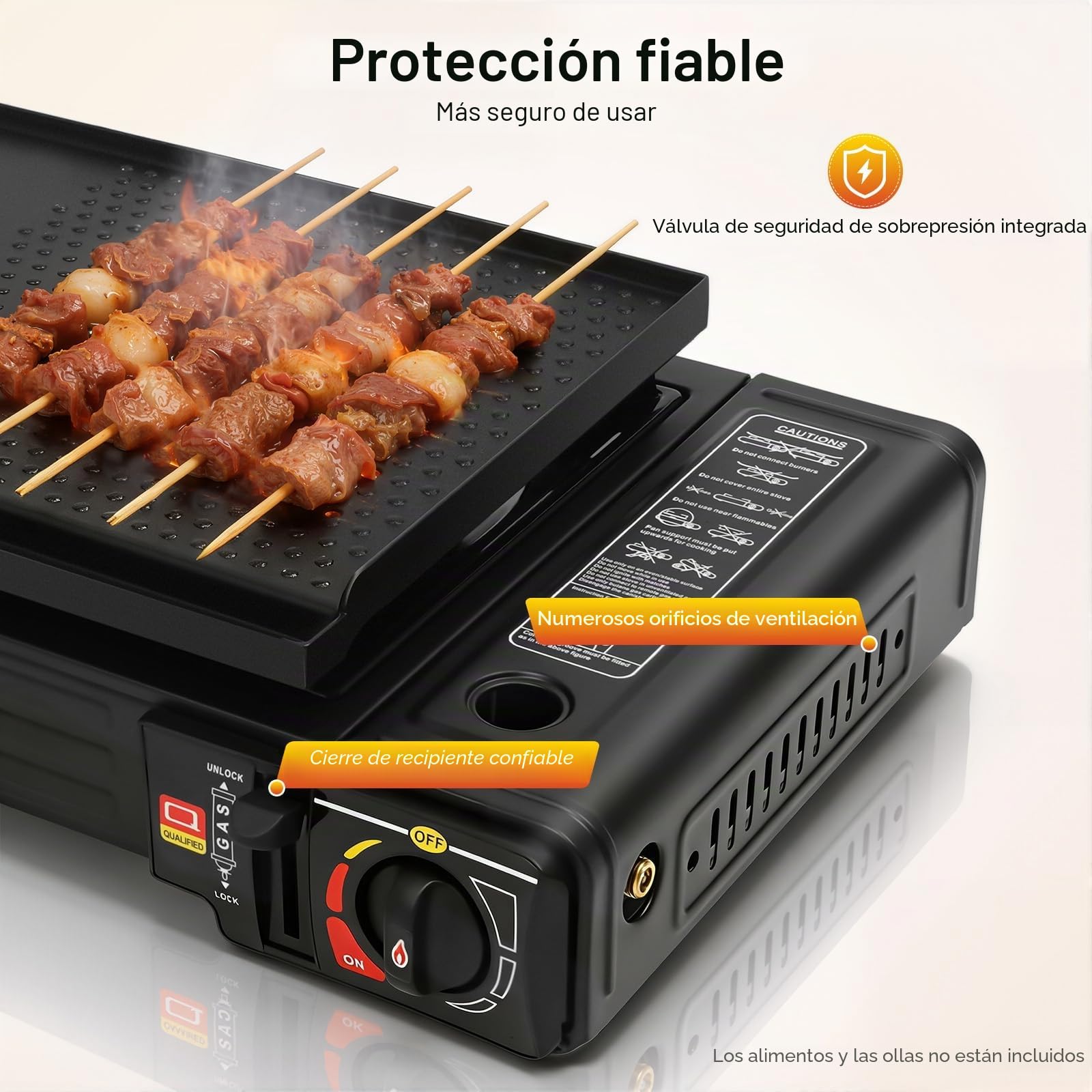 Camping Gas Portatil 2 Fuegos, Cocina Camping Gas con placa y bolsa de transporte, 45 x 24 cm Cocina Portatil, Para Butano/lpg, para Camping, Balcón, Barbacoa y Exteriores