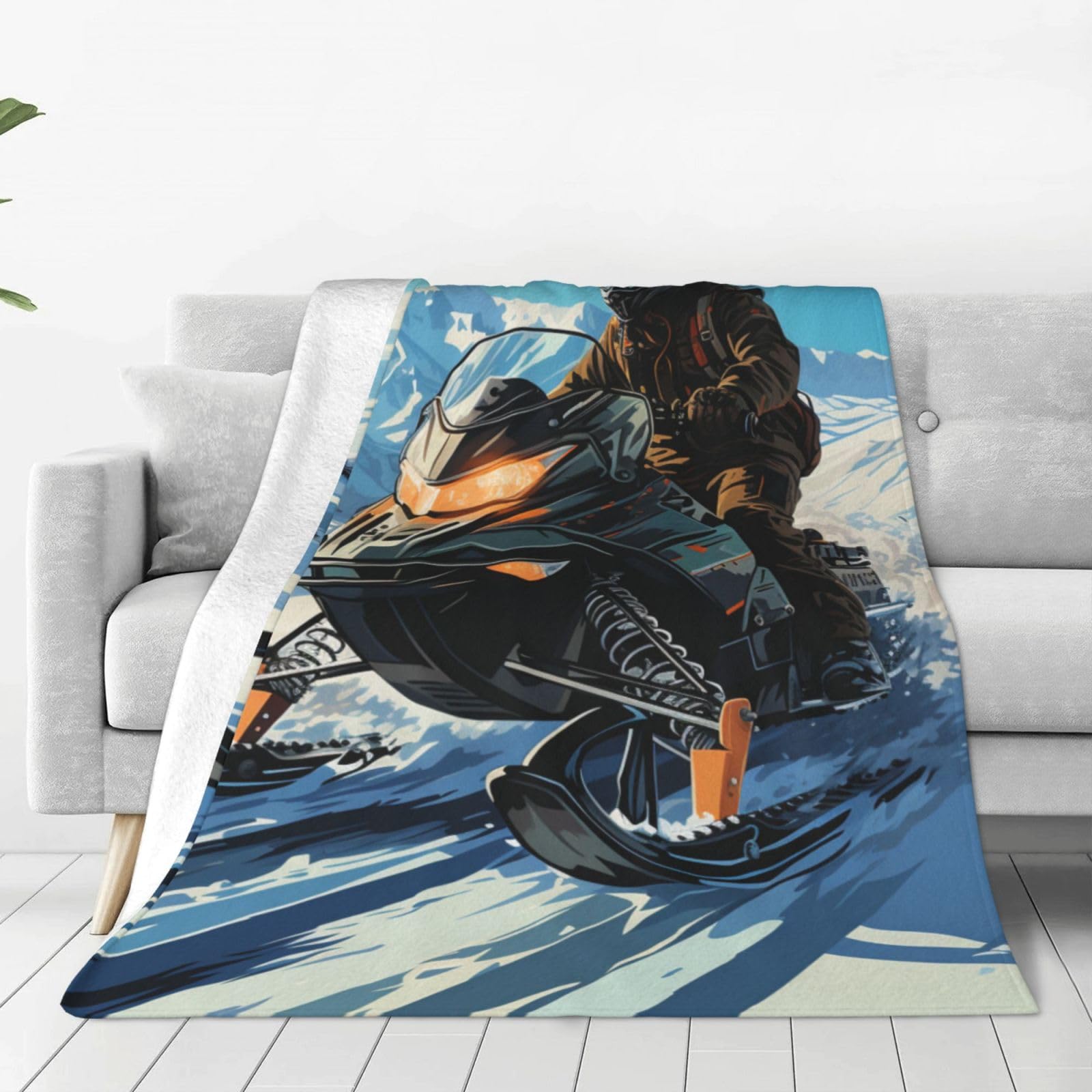 MXZERFKGLA Throw Blanket for Couch Thick Soft Fleece Blankets Warm Cozy Air Conditioning Quilt All Seasons Snowmobile Blanket Lightweight Flannel Fuzzy Blankets for Bed Couch Living Room Sofa 40"x30"
