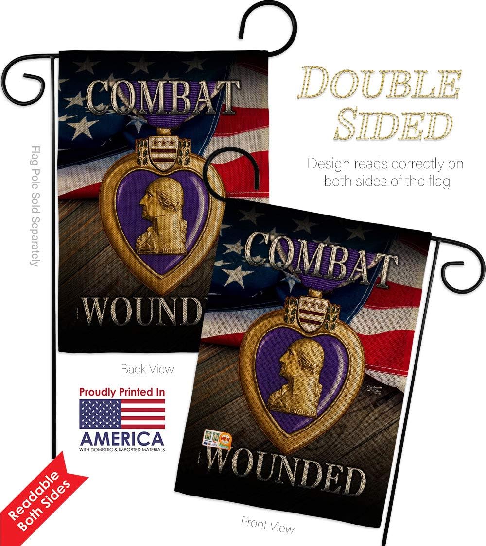 Purple Heart Combat Wounded Burlap Burlap Garden Flags Pack Armed Forces Military Service All Branches Support Honor United State American Veteran Official Our Troops Gift Yard House 13 X 18.5