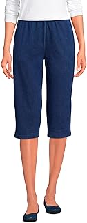 Women's Sport Knit High Rise Elastic Waist Pull On Capri Pants, Medium Indigo, Large