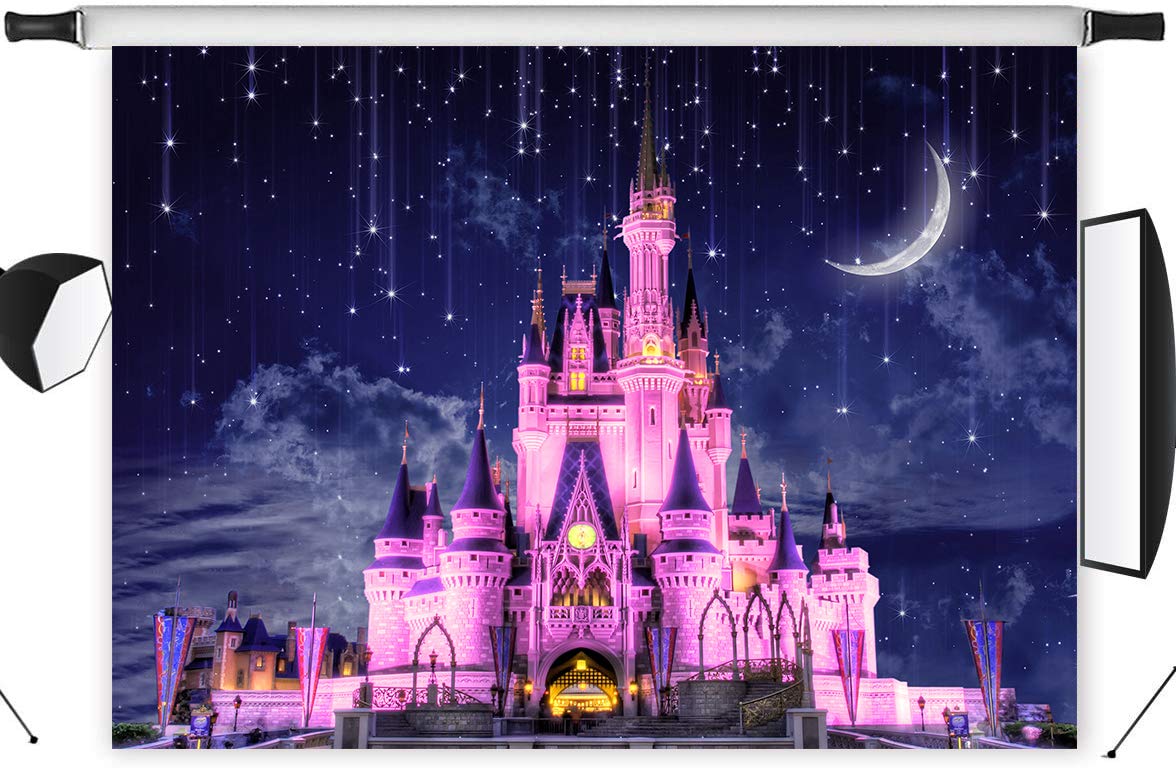 Amazon | 城の背景幕 8x6フィート 美しいお城の夜景 写真背景 子供と
