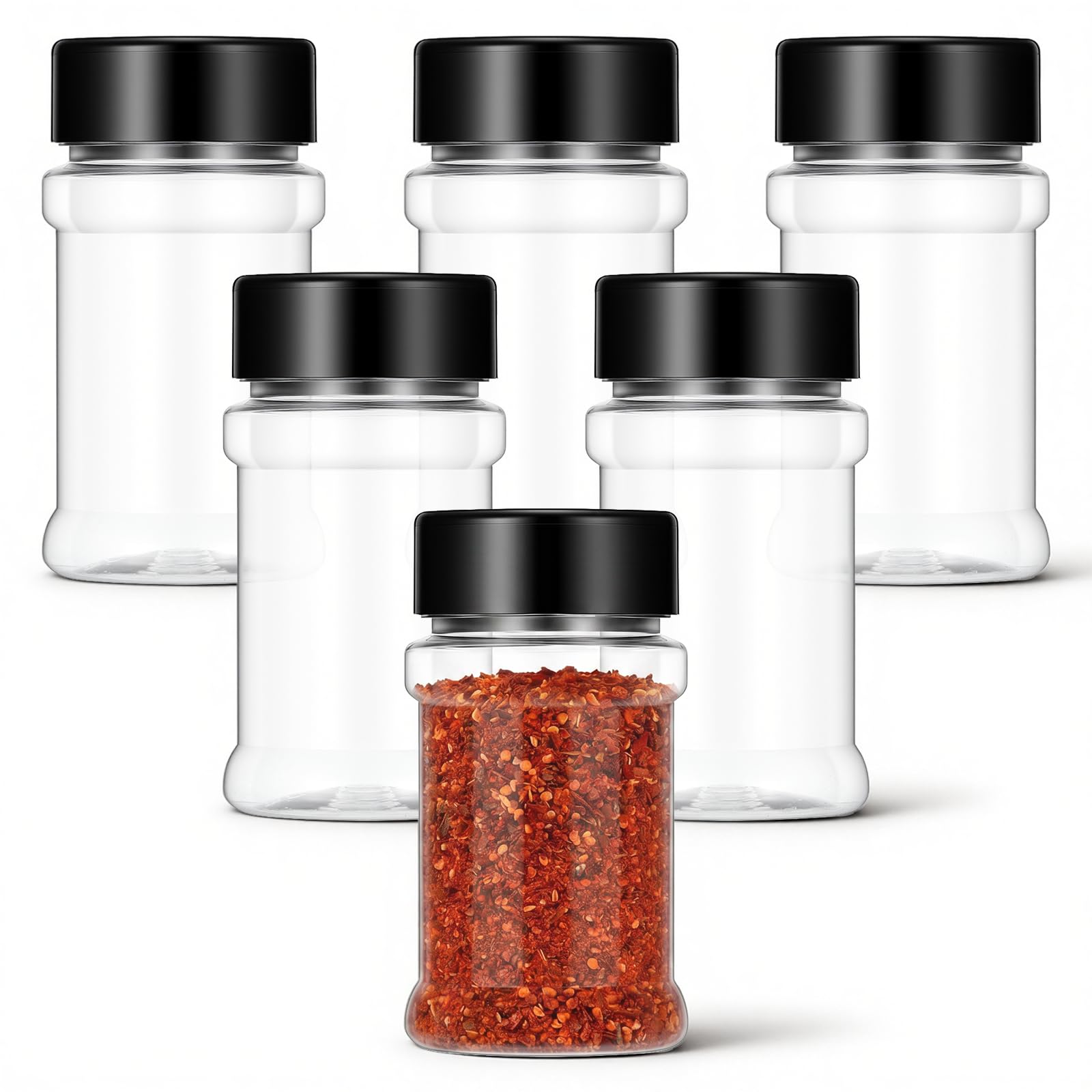 SynHHergyx 6 PCS 2.7 oz Plastic Small Spice Jars Spice Bottles with Lids Clear Empty Seasoning Bottles Spices Shakers with Holes and Lids Wide Mouth Airtight Jars for Spices & Powders