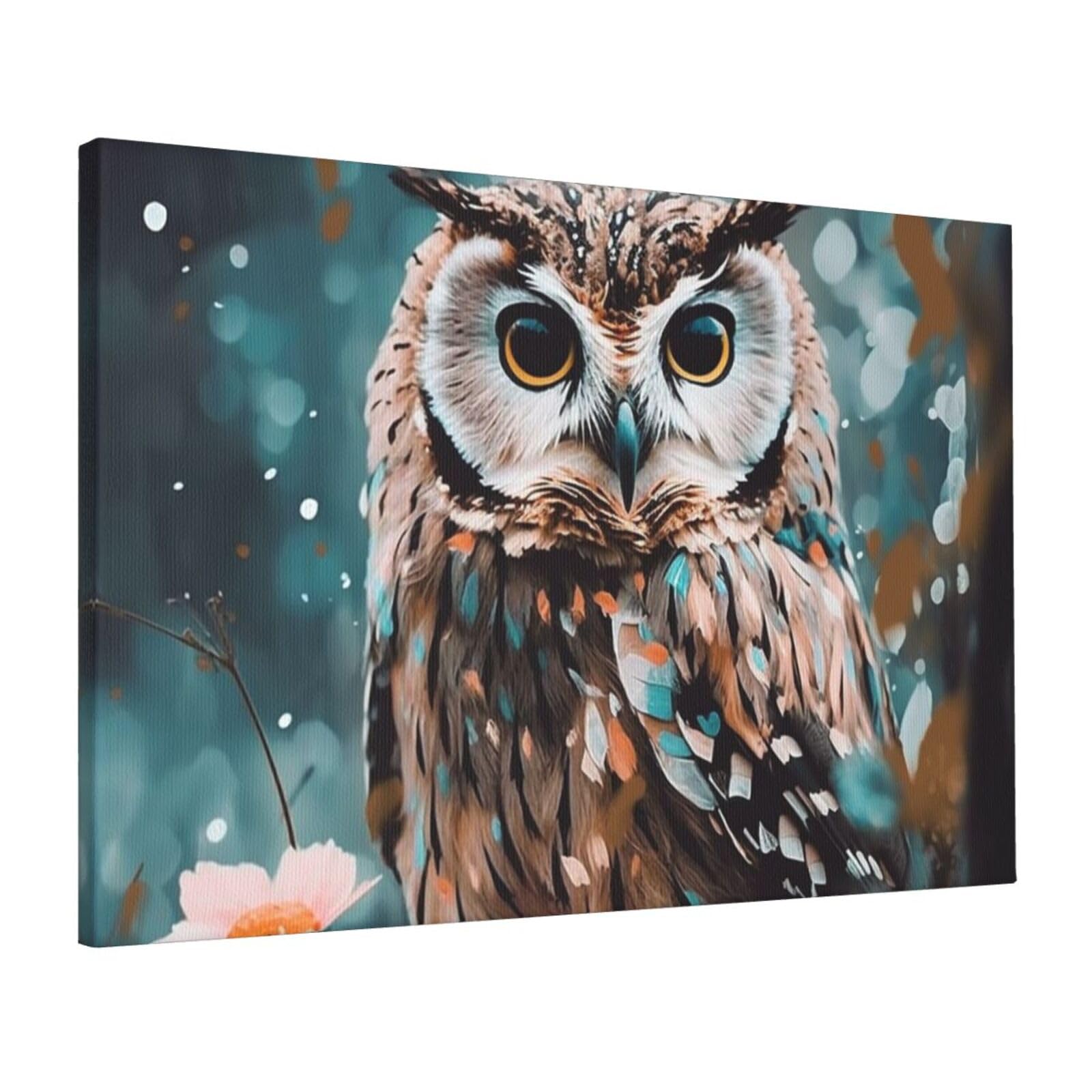 FodPand Canvas Wall Art for Living Room Wall Decor 16"x24" Modern Artwork Painting Pictures Hanging Canvas Prints Animal Cute owl Aesthetic Wall Art for Bedroom Bathroom Office Wallart Decor