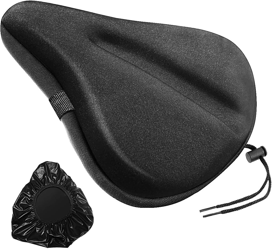 Omont Bicycle Cushion Cover,Bike Seat Cushion,Gel Bike Seats Cover Wide (11"x10"),Exercise Bike Seats Cushion Cover,Soft Gel Bike Seat Cover for Woman and Man Comfort Black