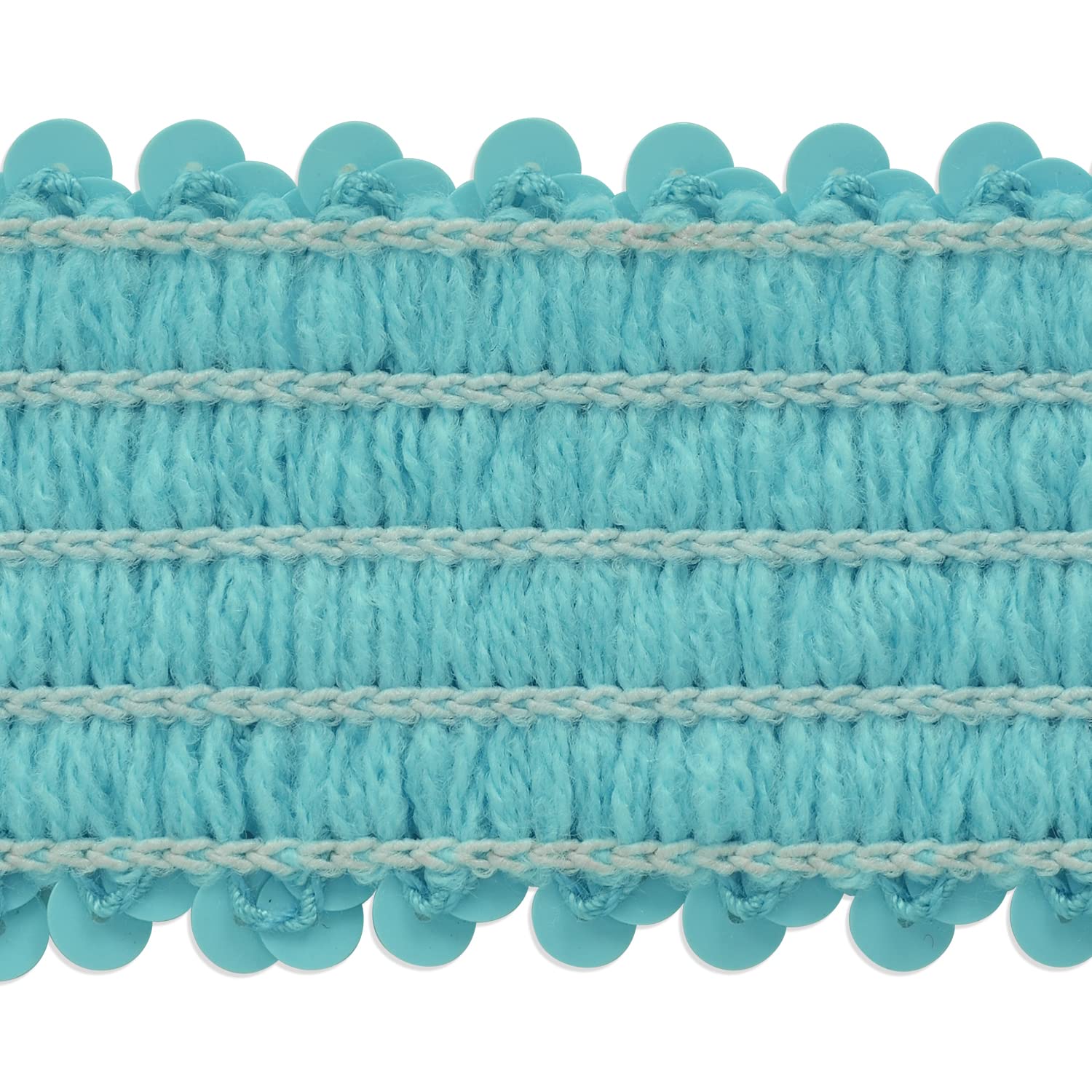 Trims By The Yard 5-Row Metallic Stretch Sequin Trim, 1 3/4-Inch Versatile Sequins for Crafts, Durable Sequin Trim for Costumes, Fashion, and Home Decor, 5-Yard Cut, Blue