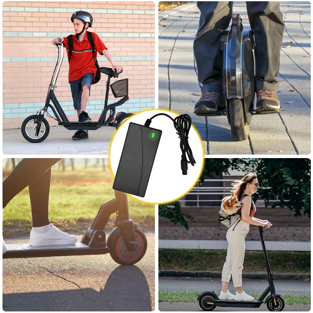 LUFEIS Ładowarka do skutera elektrycznego, kabel do ładowania hoverboard, 42 V 2 A AC E Scooters, kabel do ładowania z 4 przyłączami, do Ninebot Xiaomi Scooters, deskorolka elektryczna 36 V, do