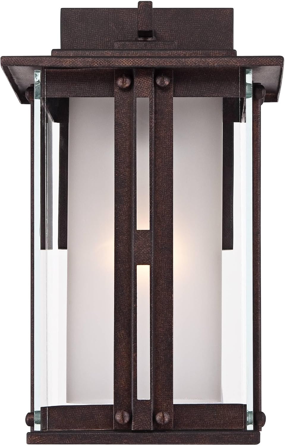 Franklin Iron Works Fallbrook Rustic Farmhouse Outdoor Wall Light Fixtures Set of 2 Bronze Metal 11 3/4" Clear Outer Frosted Inner Glass Shade for Post Exterior Barn Deck House Porch Yard Patio