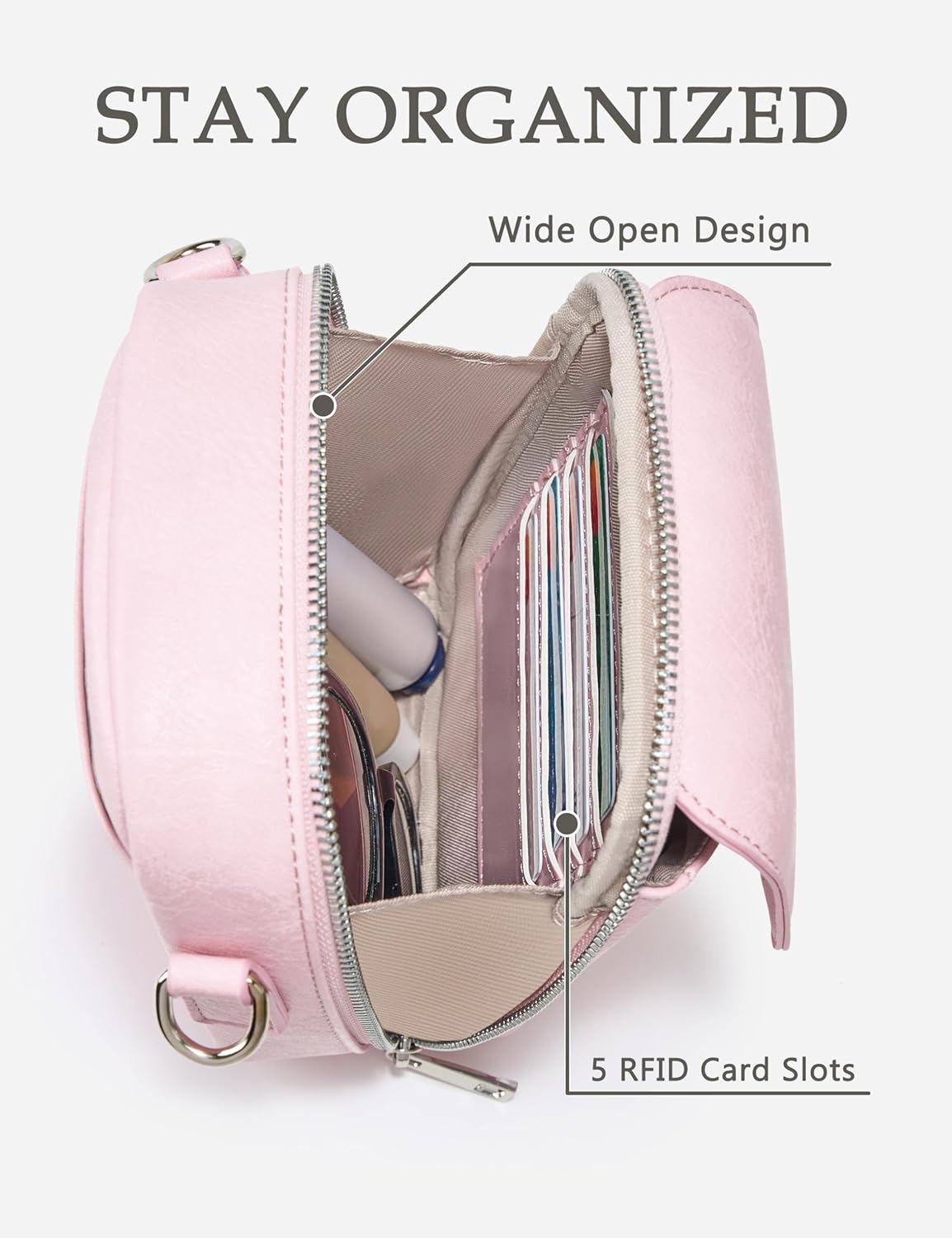 Yarnic Small Crossbody Bag, Vegan Leather Cell Phone Purse for Women, Vintage Wallet Bag with Card Slots - Image 3