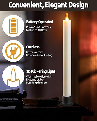 Vista 53 de Da by 3 velas parpadeantes sin llama, funcionan con pilas, con control remoto y tiempo, llama dinámica 3D LED 3D, 9.6 pulgadas para bodas, fiestas