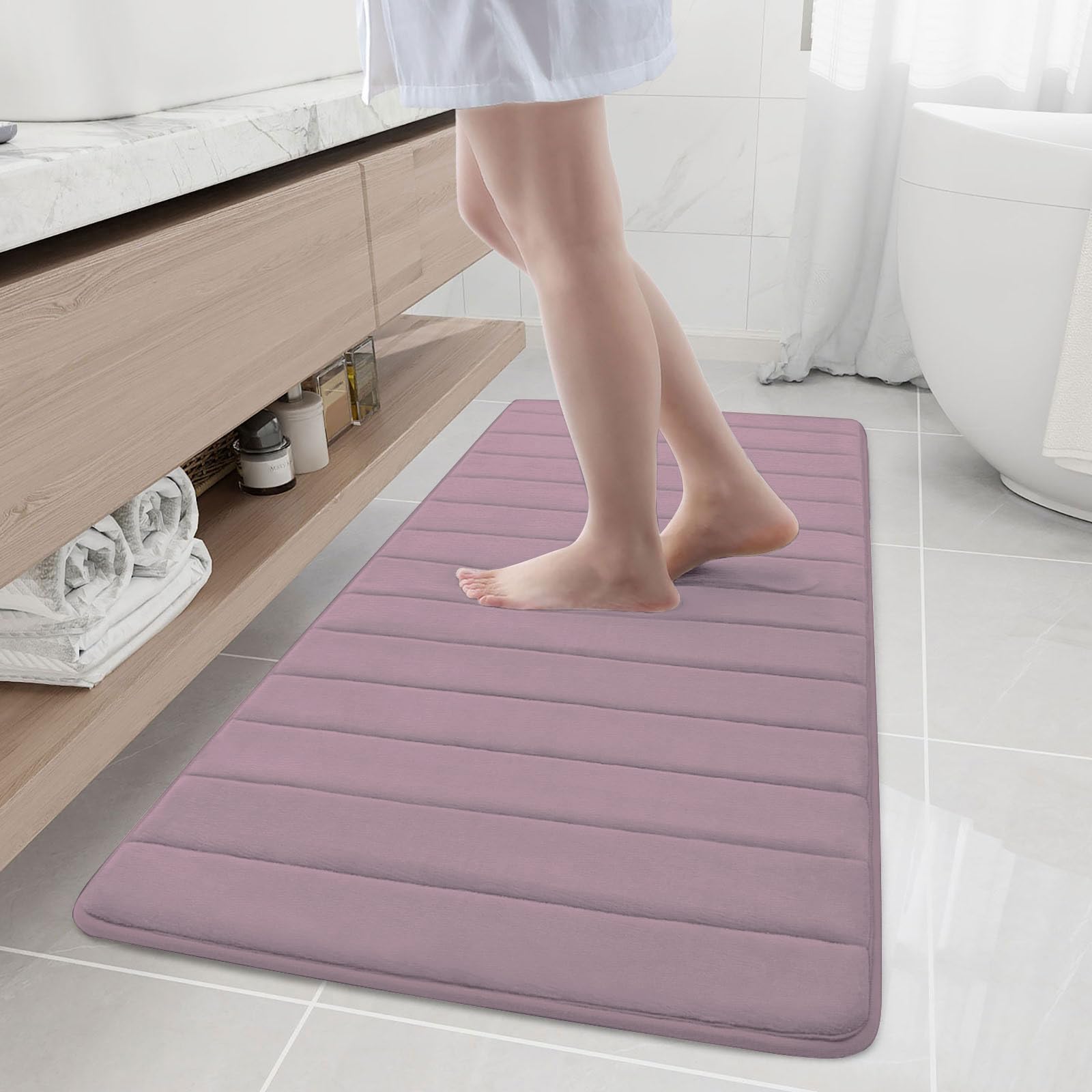 Buganda Memory Foam Bath Mat, 55" x 24", Ultra Soft and Non-Slip Bathroom Rugs, Water Absorbent and Machine Washable Bath Rug Runner for Bathroom,