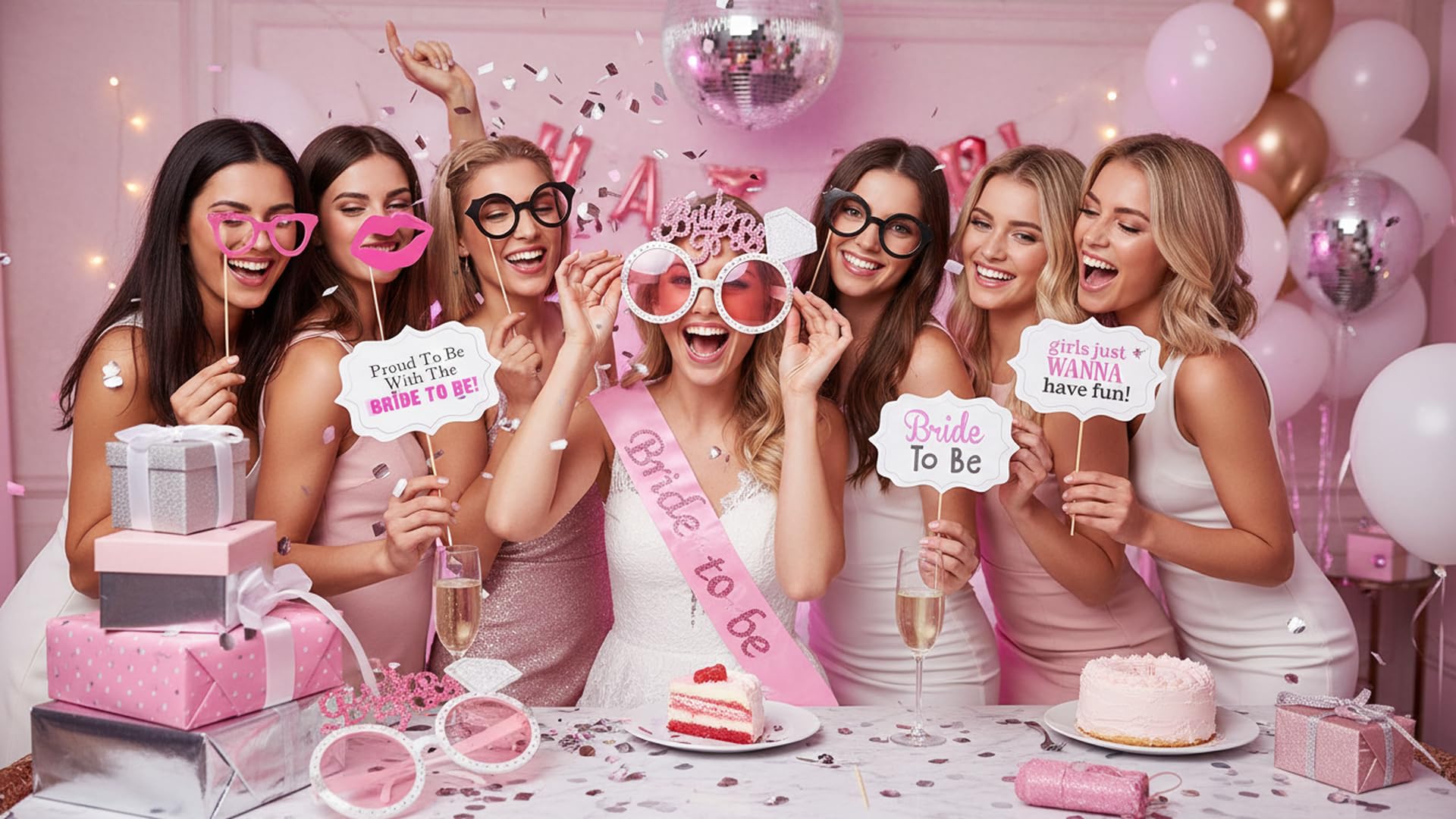 Party Propz Bride to Be Props - 12pcs, Bride to Be Decoration | Bachelorette Party Props | Bride to Be | Bride to Be Sash | Bridal Shower Decorations Kit | Bride Essentials for Wedding, Bachelor Party 1