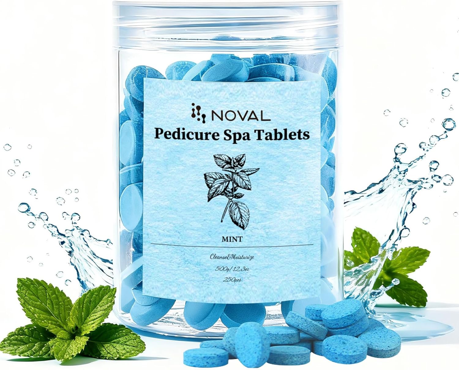 NOVAL Mint Pedicure Spa Tablets, 500g – Fast-Dissolving Foot Soak for Refreshing, Moisturizing & Cleansing Care
