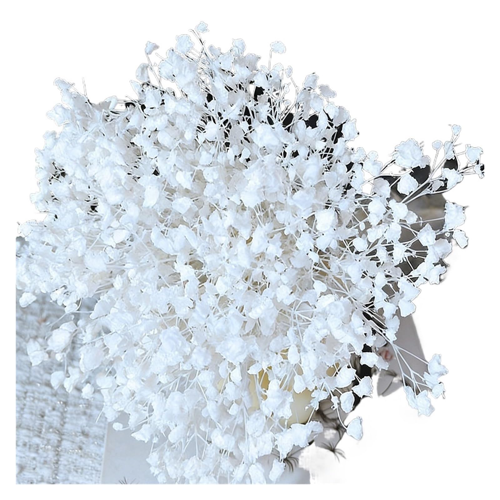 WJIAYAO dried gypsophila flowers 100g Preserved Baby Breath White Gypsophila Dried Flower Wedding Bouquet Decoration Home Vase Filler(White)