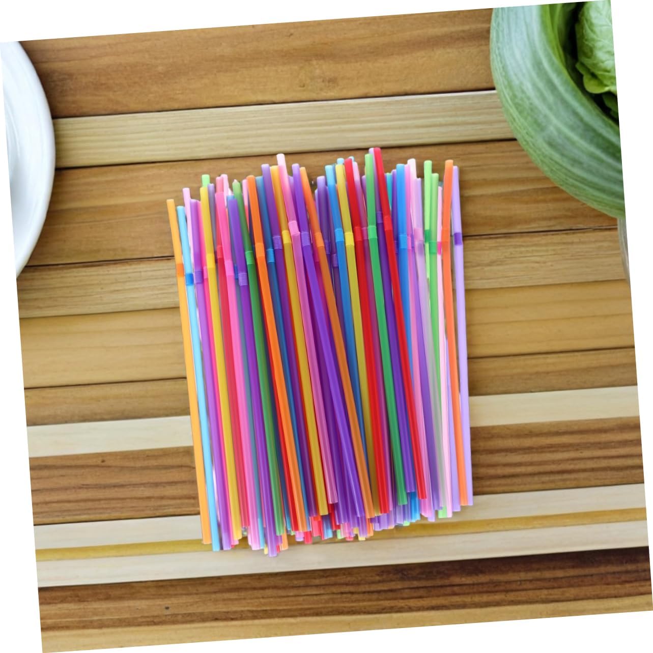 VOSAREA 1000pcs Flexible Disposable Straws Plastic Drinking Straws for Parties Events and Everyday Use for Restaurants and Celebrations for Cocktails and Crafts