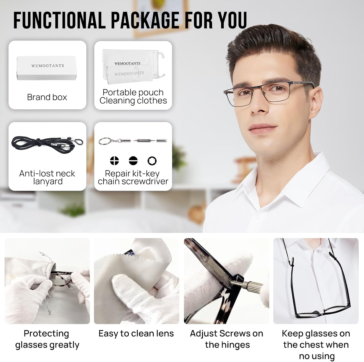 4 Packs Metal Reading Glasses Men Spring Hinge Readers 1.0 1.25 1.5 1.75 2.0 to 3.5
