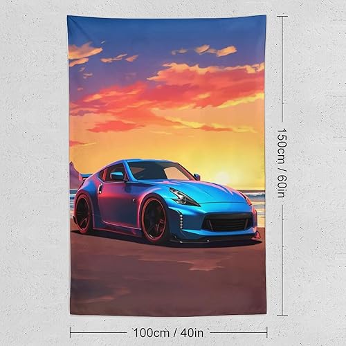 Miniatura 2 de ANMOGID Tapestry Wall Hanging Aesthetic Decoration For Bedroom Living Room Wall Art Tapestries 370z Blue Car Sunset In Y2k Aesthetic 40"x60"