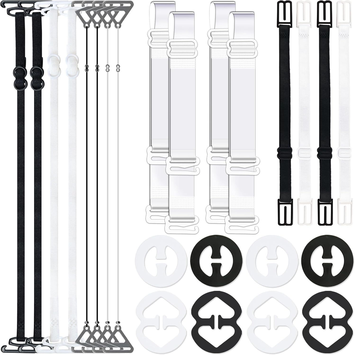 24 Pieces Bra Straps Accessories Set, Adjustable Bra Straps for Back, Non-Slip Bra Strap Clips, Replacement Shoulder Straps