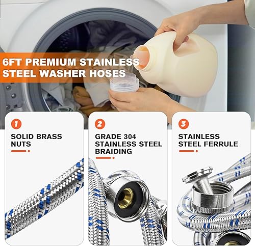 Miniatura 7 de 4681EA2001T Bomba de drenaje de lavadora Motor OEM y arandela Mangueras de acero inoxidable con codos de 90 grados por Beaquicy