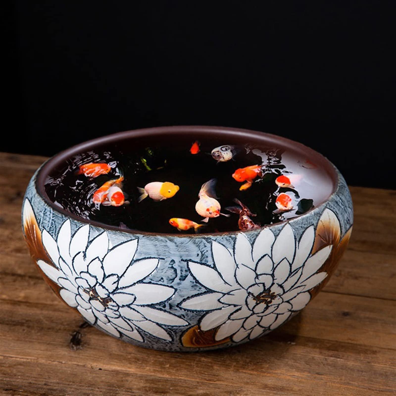 Doniczki do wnętrz Ręcznie rzeźbione doniczki Zbiornik na lotos Duża miska z lilią wodną Hydroponiczna doniczka Złota rybka Zbiornik na żółwia Ogrodnictwo Kształtowanie krajobrazu Dekoracje Doniczki