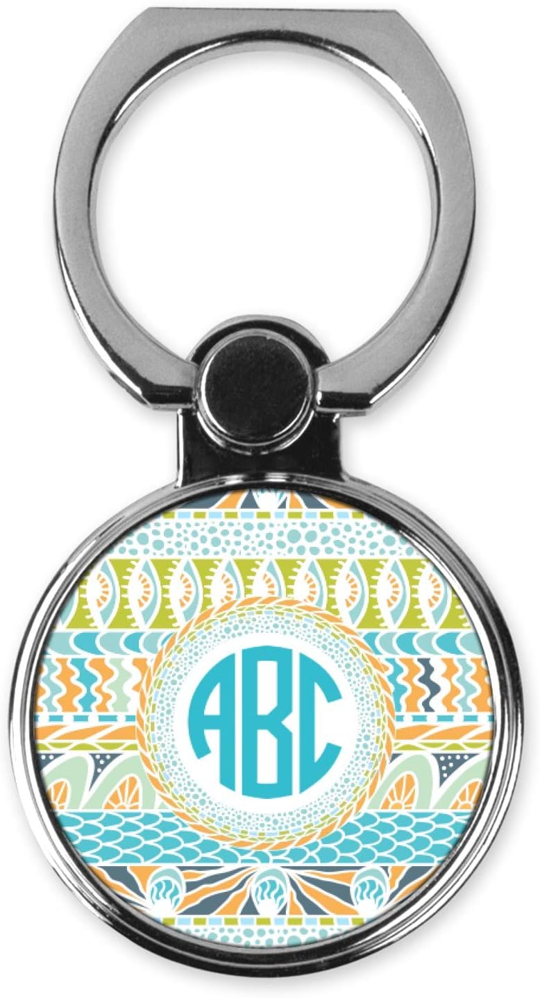 Personalized Abstract Teal Stripes Cell Phone Ring Stand & Holder