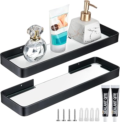 Amazon.com: Danpoo Bathroom Wall Shelf, Black Floating Shelf for ...