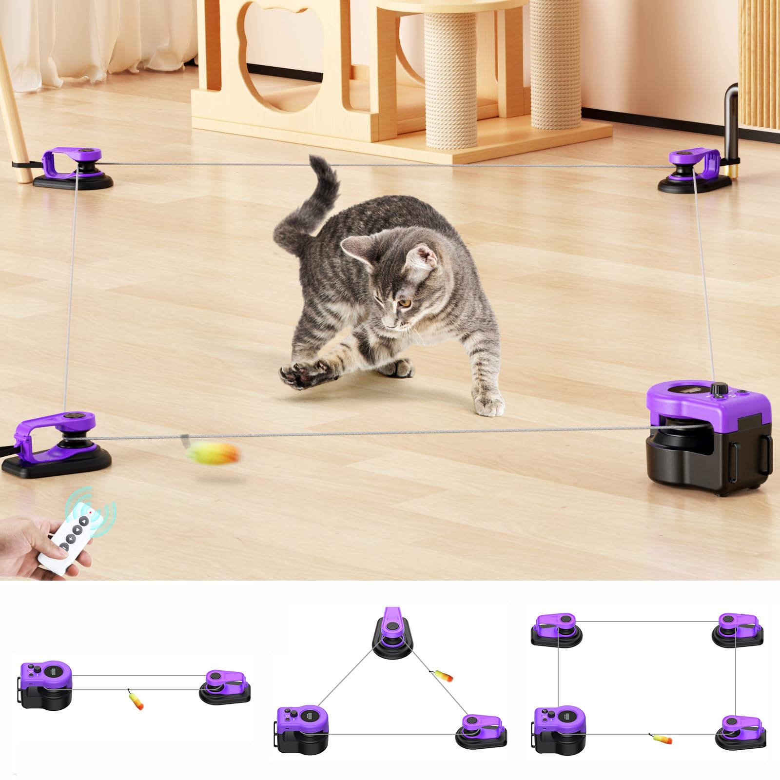 Interactive Cat Toy for Indoor Cats Chase/Run/Hunt/Exercise-Purple
