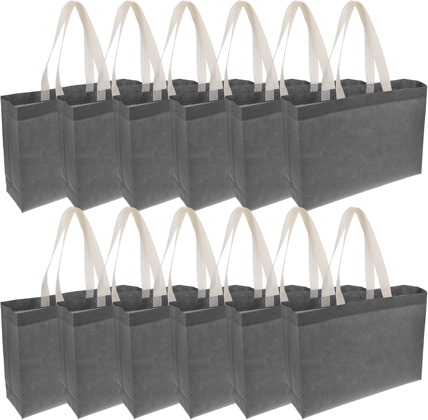 Generic 不織布トートバッグ 50個入り グレー &ndash; 再利用可能 携帯用 大容量 ショッピング パッキング 食料品 プレゼント