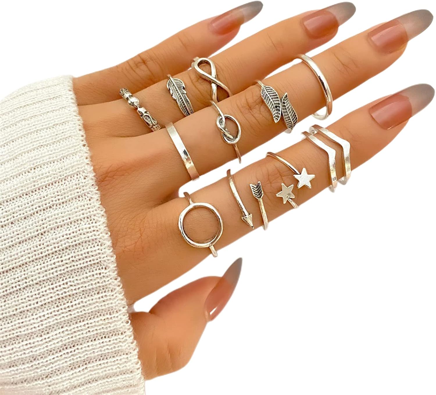 12Pcs Knuckle Rings Sets for Women Stackable Rings,Bohemian Punk Retro Vintage Joint Finger Gold Rings for Women Men Hollow Carved Snake Rings - Image 4