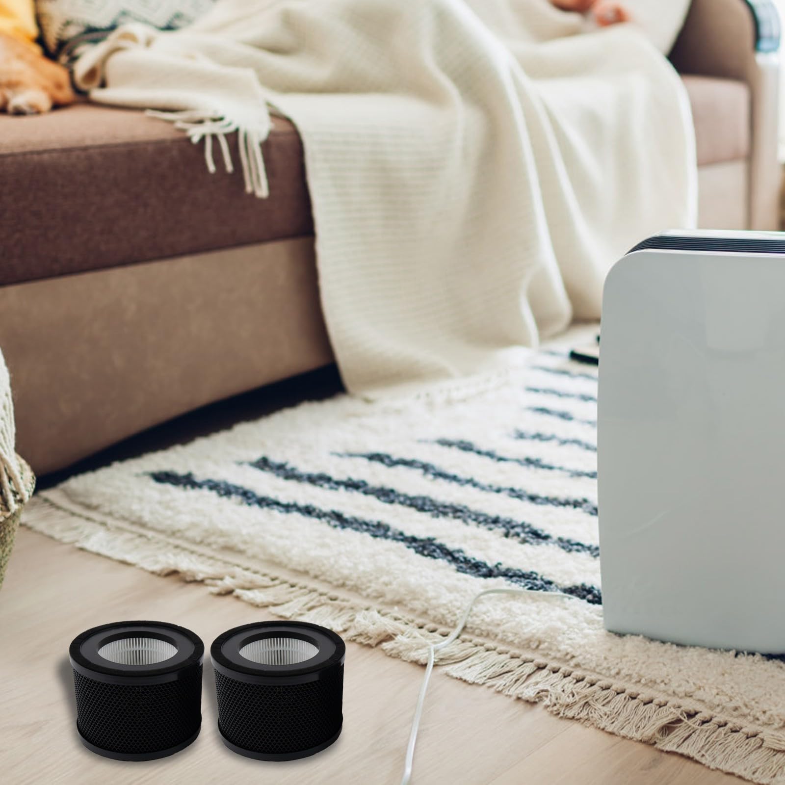 2 Stück Luftreiniger-Filter Ersatz kompatibel mit TaoTronics für TT-AP001 | effizient für HEPA-Stil Elemente für Zuhause Küche | für einfache Installation | Schwarz | 15 x 15 x 10,5 cm