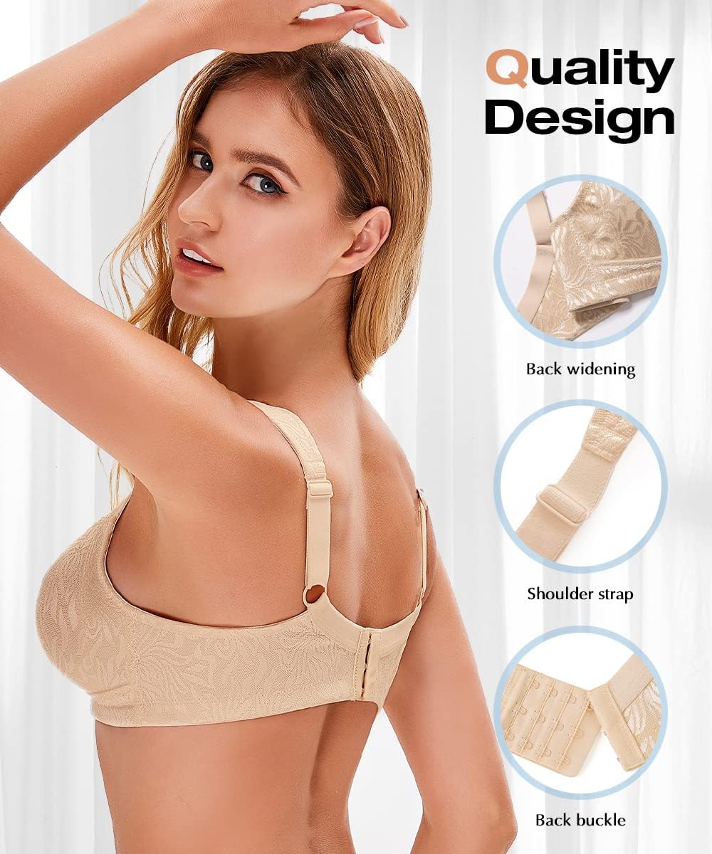 Wingslove Women's Wireless Minimizer Bra Plus Size Non-Padded Soft Full Figure Bra - Image 3