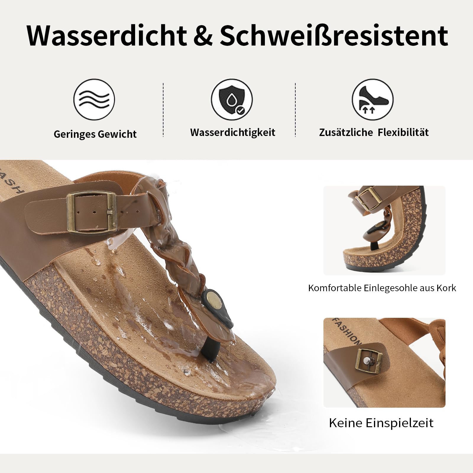 zaxunai Lässig Flach Infradito Donna, Sandali Estivi Con Suola In Sughero Unisex, Sandali Flip Flop Uomo Con Fibbia Regolabile, Pantofole Da Bagno Antiscivolo, Pantofole Comode Per Casa