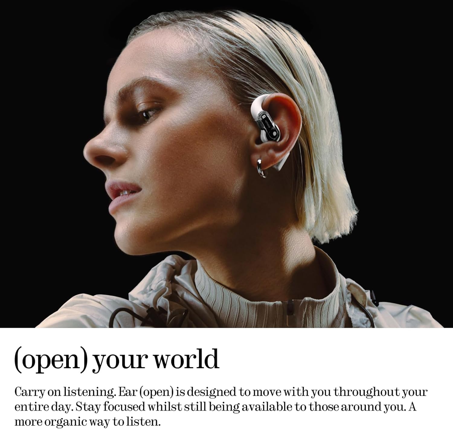 Nothing Ear (Open) Ecouteurs Bluetooth avec Technologie Open Sound, Deux micros + AI Clear Voice, 30 Heures de Lecture Audio et Égaliseur avancé - Blanc