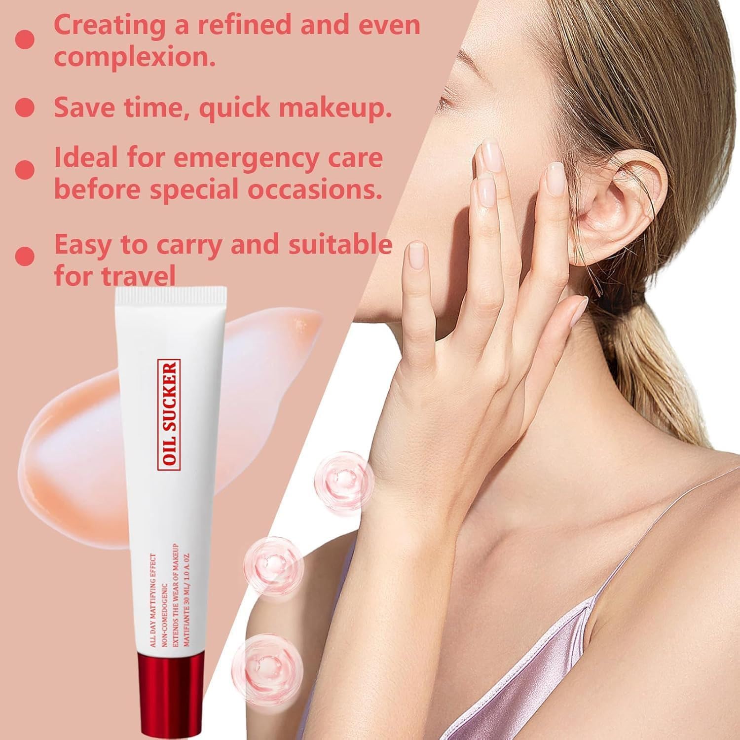 Nuovo Oil Sucker, Primer Opaco Impermeabile e Anti-Sudore, Primer alcalino opacizzante Estremo Upgrade, Primer Opaco rassodante Naturale, Adatto a Tutti i Tipi di Pelle