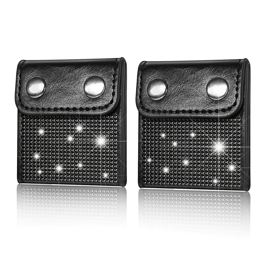 Murimt 2pack Bling Crystal Seat Belt Adjuster for Adults Kids,Universal Comfort Seat Belt Clips,Shoulder Neck Strap Positioner Locking Clip Protector(Black Rhinestones
