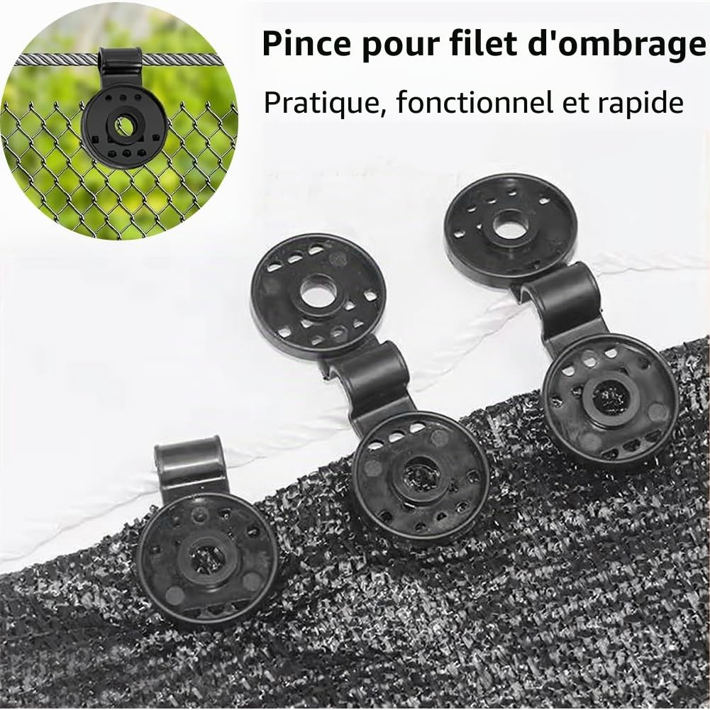 Comioke 100 Pieces Clips de Fixation pour Bache,Clips pour Toile D'ombrage, Clips Fixation Brise Vue, Clip Spécial avec Œillet Clips en Plastique de Tissu d'Ombre pour Toile e Clôture
