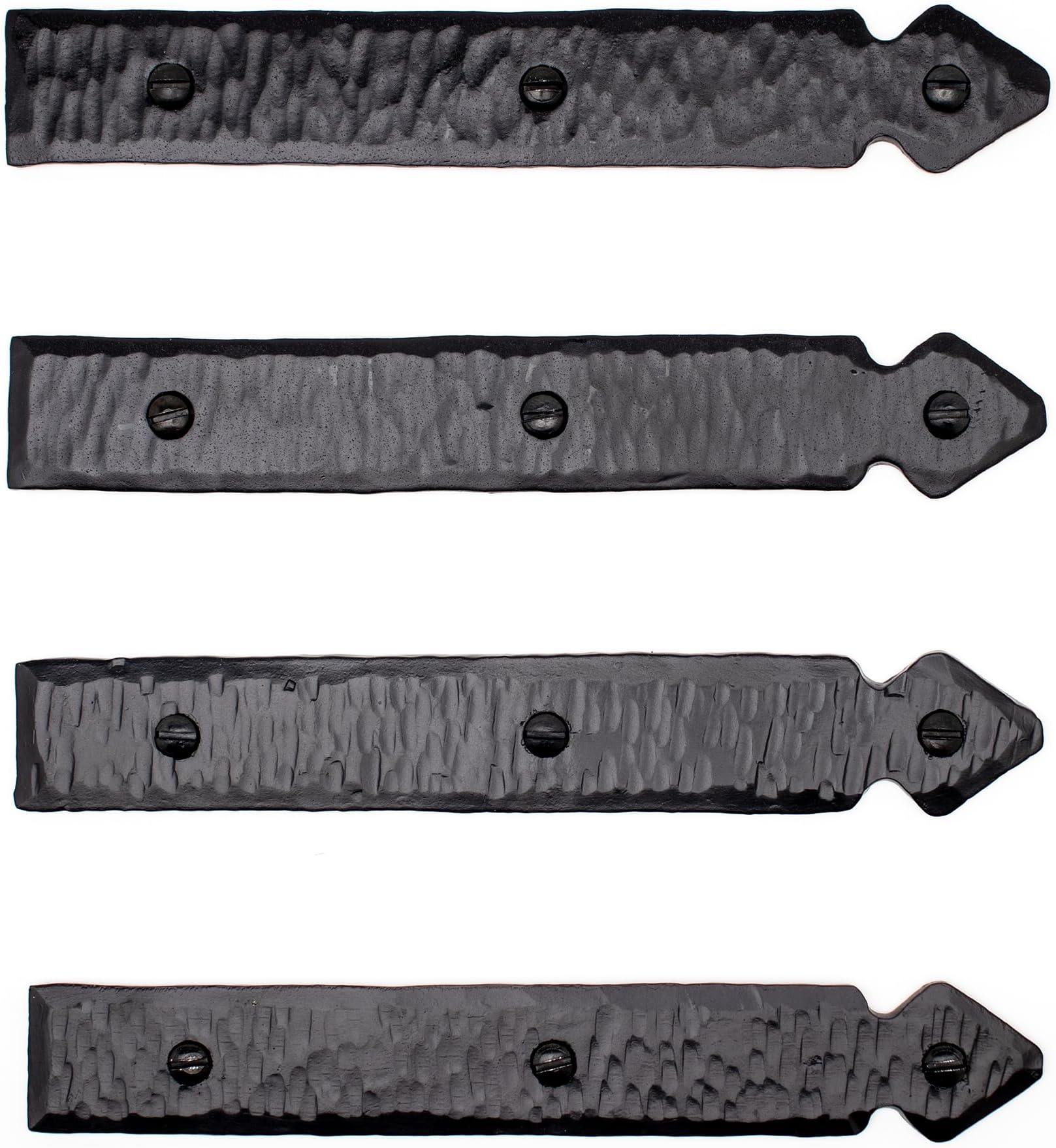 4 Pack 6 inch Faux Decorative Strap Hinge Black Decorative Strap Hinge Wrought Iron Strap Barn Door Strap Hinges Wrought Iron Hinges Shutter Hinges The Jamestown Series by Borderland Rustic Hardware