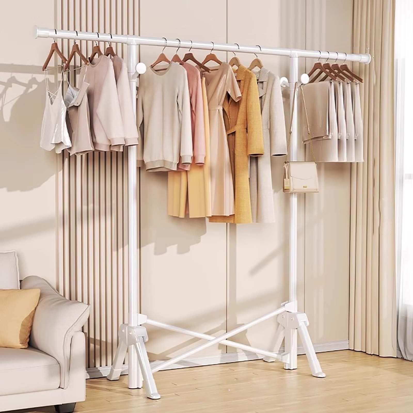 Séchoir à vêtements pliable pour suspendre manteaux et chaussures sans encombre