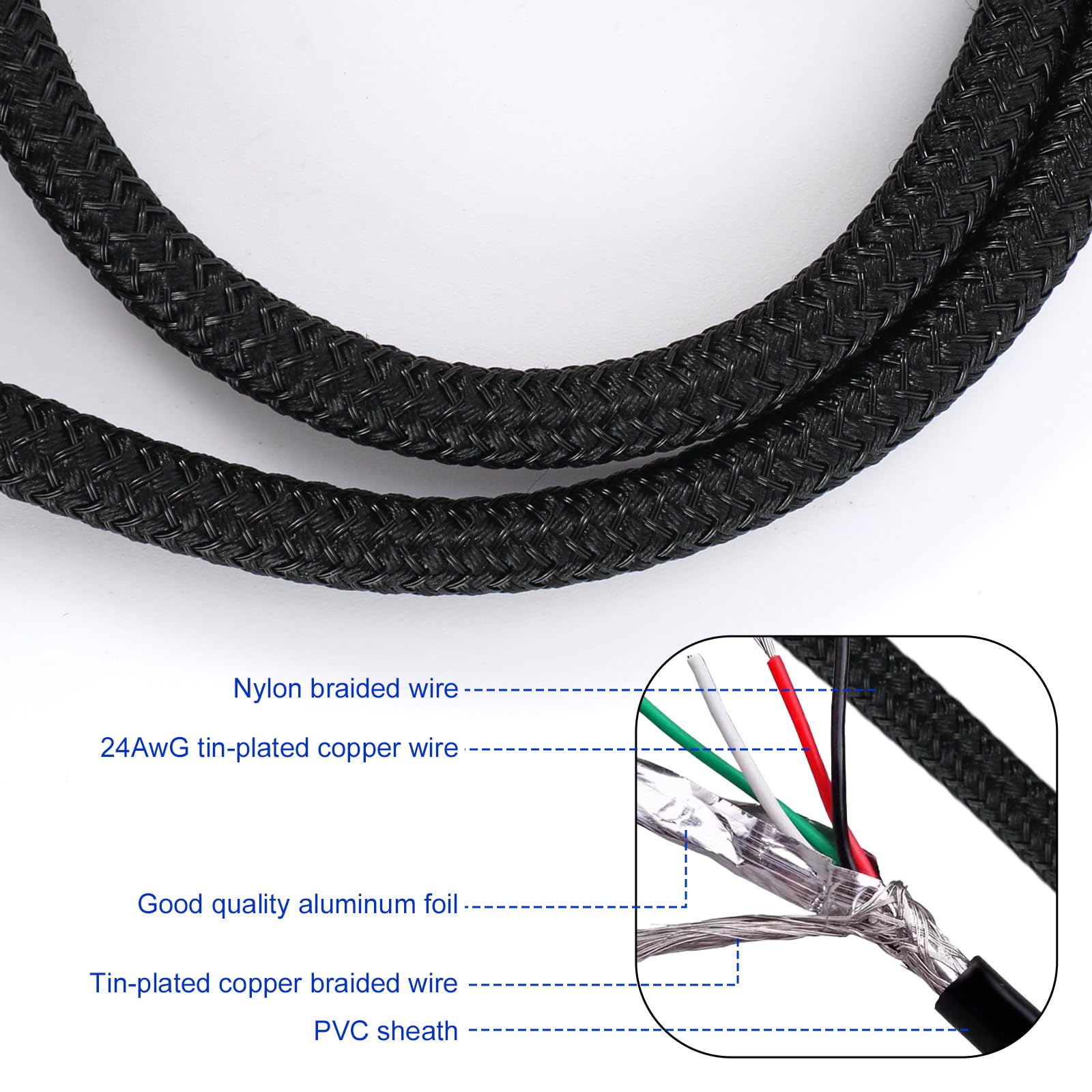 2szt Przedłużacz USB 2.0 do Płyty Głównej z Dwoma 9-Pinowymi Złączami, 9-Pinowy Czarny Rozdzielacz USB 2.0 z Plecioną Końcówką do Wewnętrznej Płyty Głównej Komputera