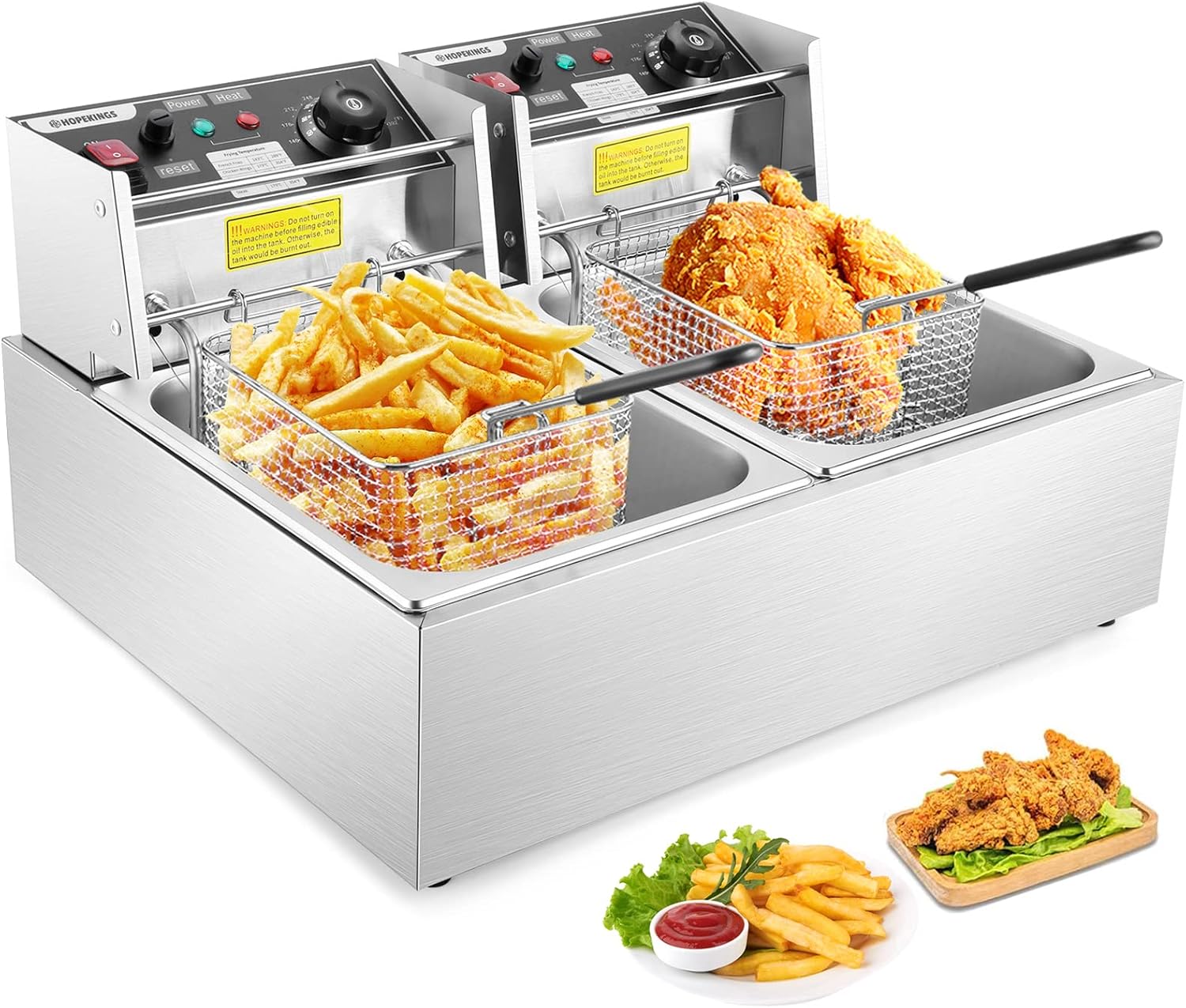 AKEYDIY Deep Fryer with Basket & Lid, 12.7QT Electric Deep