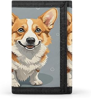 Stylish Trifold Wallet Slim Minimalist Front Pocket Cards Purse | Corgi Pattern Corgi Pattern Wallet for Men Women Outdoor Sports Wallets Credit Card Holder Extra Capacity Compact Wallet