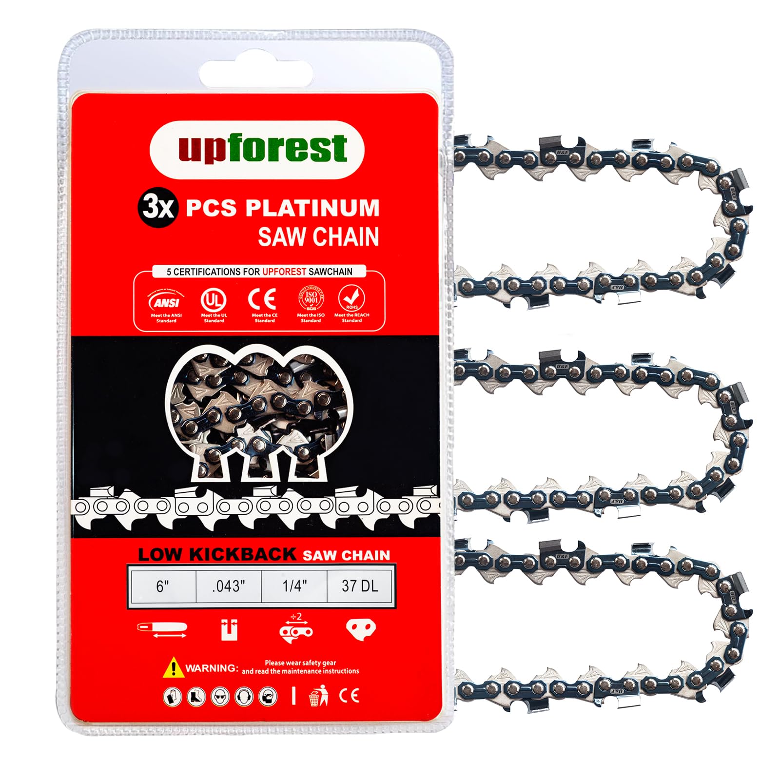 6 Inch Chainsaw Chain 1/4" Pitch- .043" Gauge 37 Drive Links (40ETP37X3)