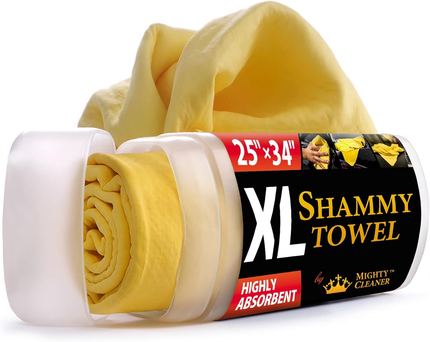 Premium Shammy Towel for Car XL Size (25” x 34”) Super Absorbent