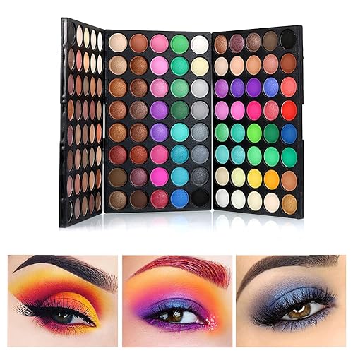 VERONNI Paleta de sombra de ojos de 120 colores vivos, mate y brillante, profesional de 3 capas brillantes y cálidas, juego de paletas de maquillaje