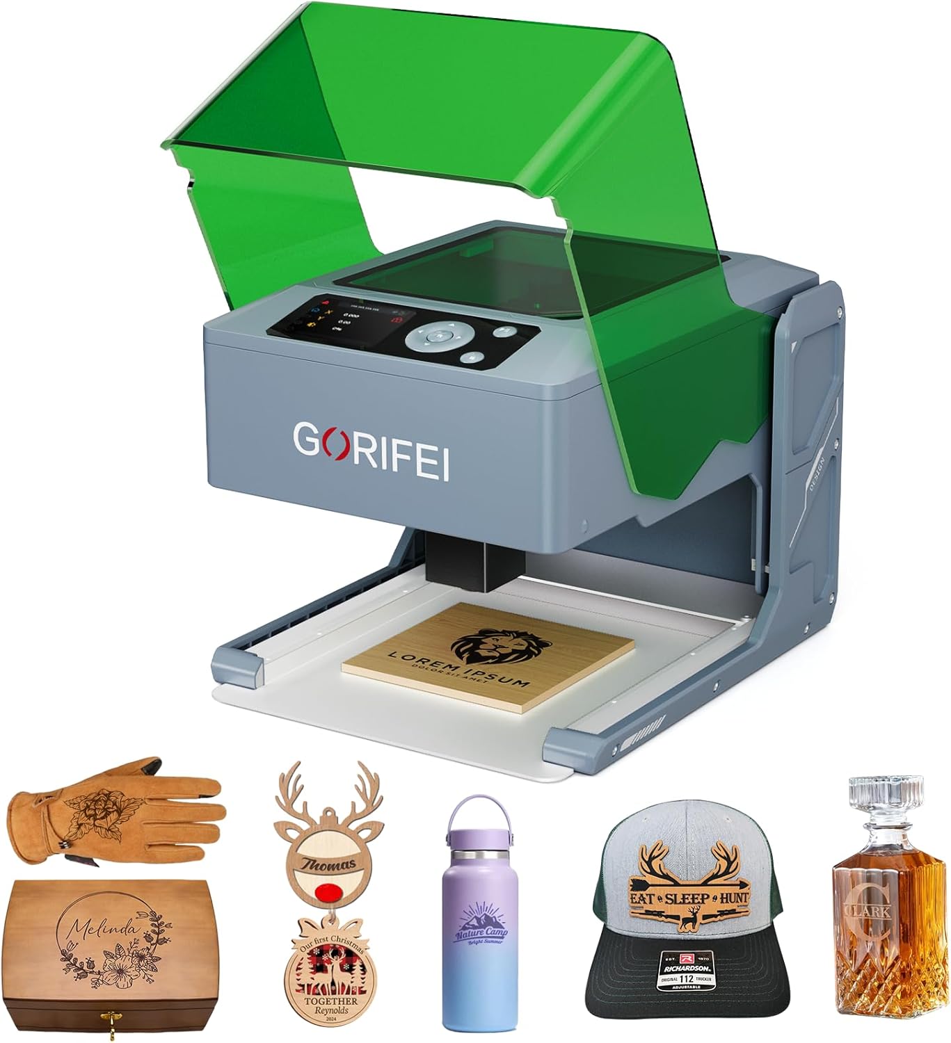 Gorifei F1 5000mW Laser Engraver Machine, Portable & Smart with Display Screen, Wireless/SD Card/Offline Engraving, Deeplaser Self Developed System for Wood, Acrylic, Leather, Laser Class 1