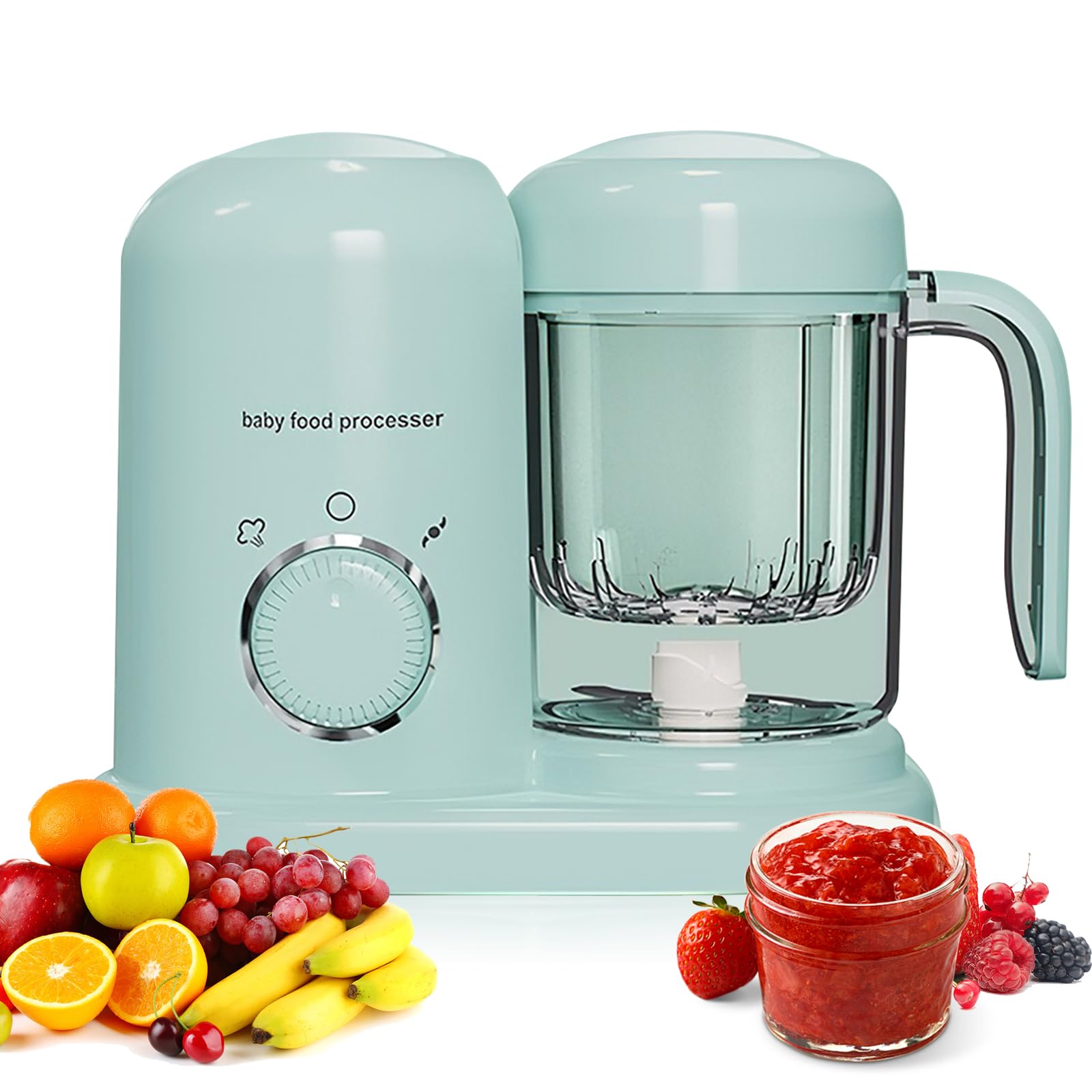 Robot Bébé 4-en-1 Cuit-Vapeur et Mixeur Multifonction pour Bébé, Bol 600ml, Chauffe-Plats et Décongélation, Écran LED avec Minuteur, Sans BPA, Idéal pour Diversification Alimentaire