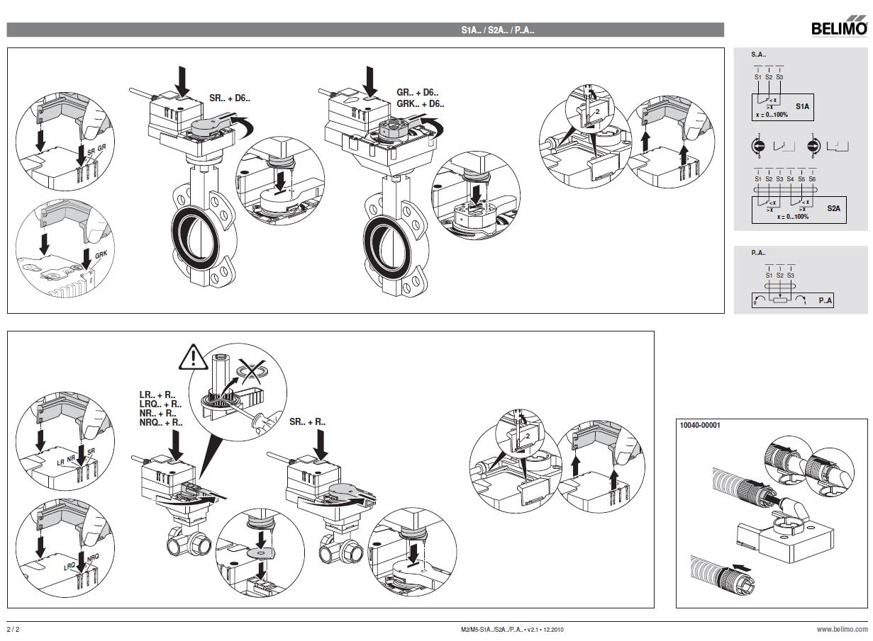 BELIMO S2A 1 MA, 110 VDC, 250 VAC, 2X SPDT, Auxiliary Switch