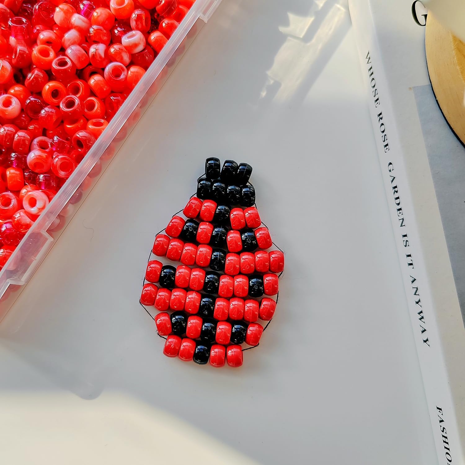 Plastic Pony Beads for Jewelry Making, 1200 Pieces, Multi-Color, 0.35 x 0.22 inch, DIY Craft Beads for Bracelets and Hair Braids (Red) - Image 2