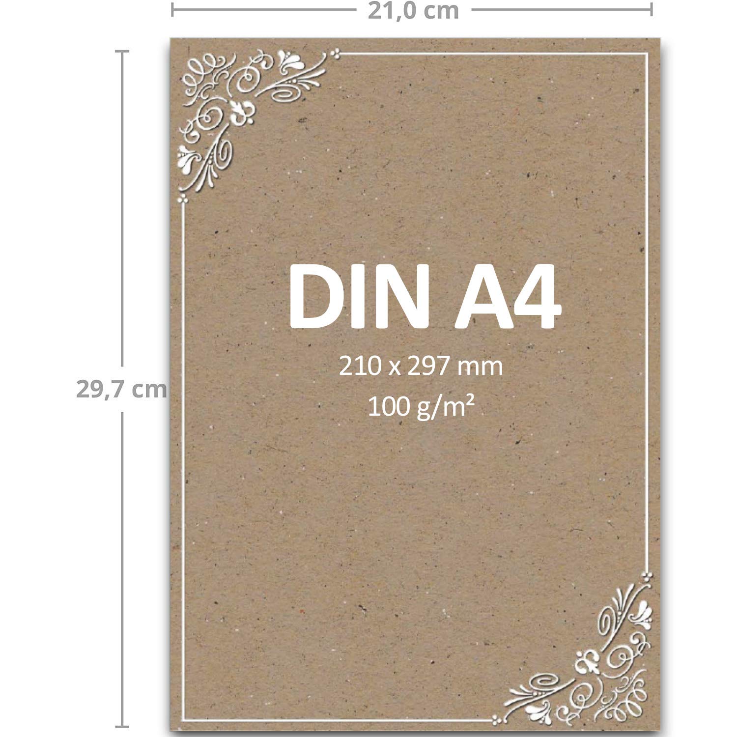Arkusze listowe DIN A4, 200 arkuszy papieru listowego z białym ornamentem – papier listowy do samodzielnego zapisania, idealny na zaproszenia na wesele i urodziny