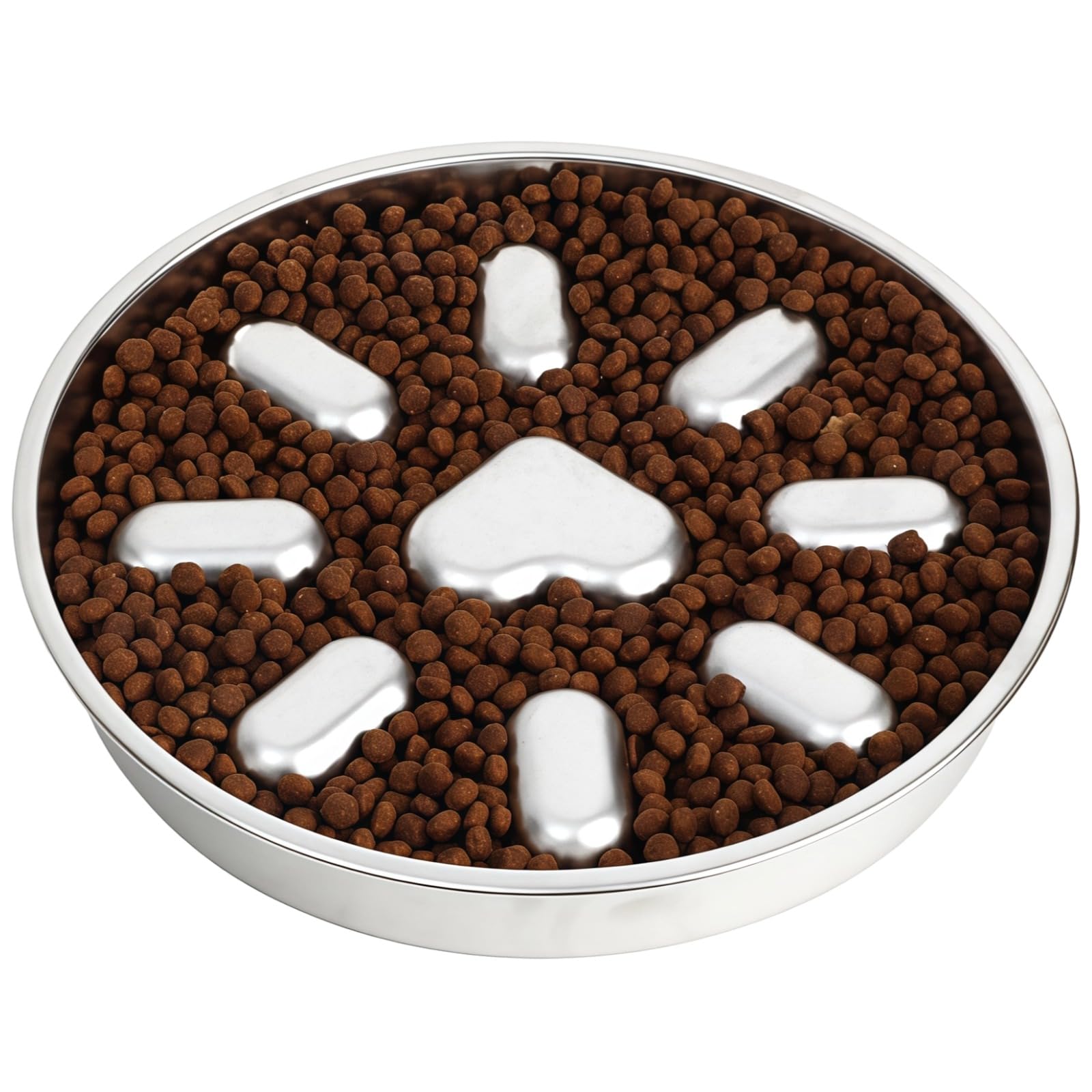 Gamelle Lente en Acier Inoxydable pour Chien, Bol Anti-glouton avec 9 reliefs pour Chiots et Chiens, Design Circulaire, Limite Les éclaboussures, Base antidérapante