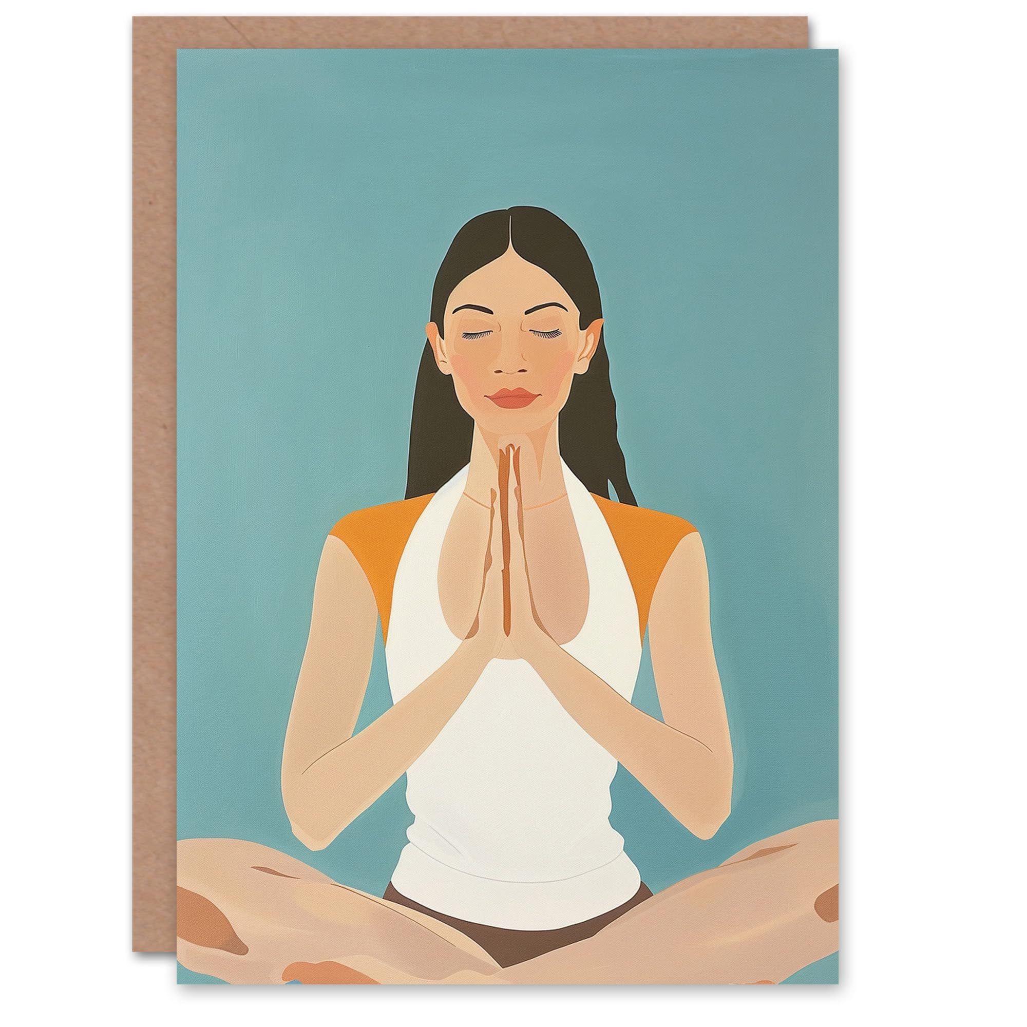 Artery8 Anjali Mudra Zen Praying Hands Yoga Pose Blank For Him Or Her Art Birthday Card
